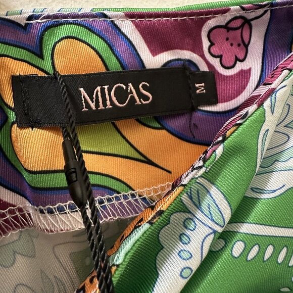 2/$30 Micas Maxi Skirt Size M Boho Resortwear Retro 70s Draped Ruched Colorful - Picture 6 of 11